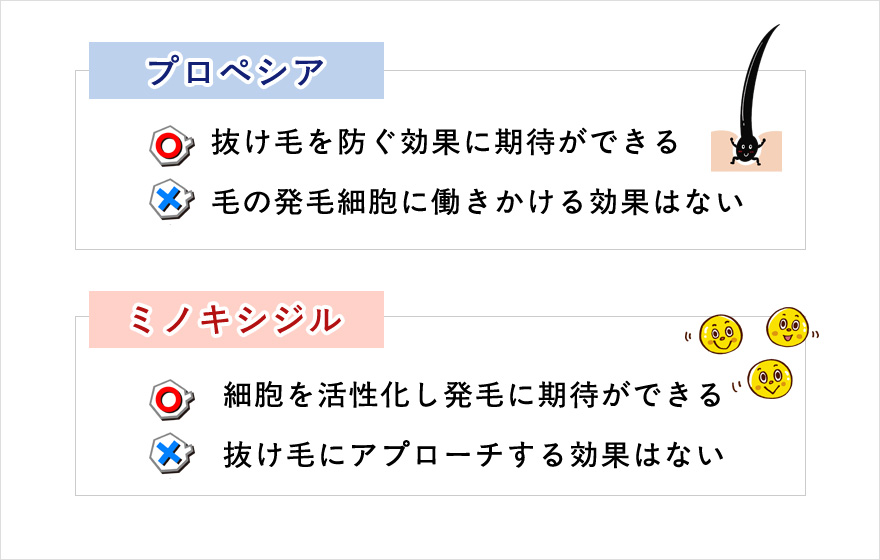 プロペシアとミノキシジルの正しく期待できる効果と誤った認識の効果一覧
