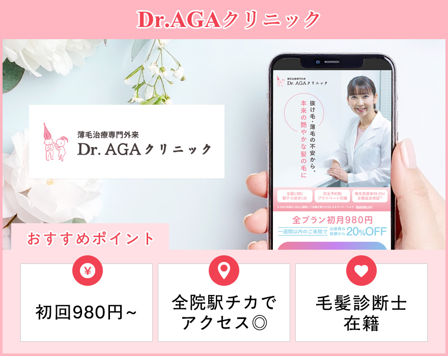 Dr.AGAクリニックのサイトスクショとおすすめポイントの画像
